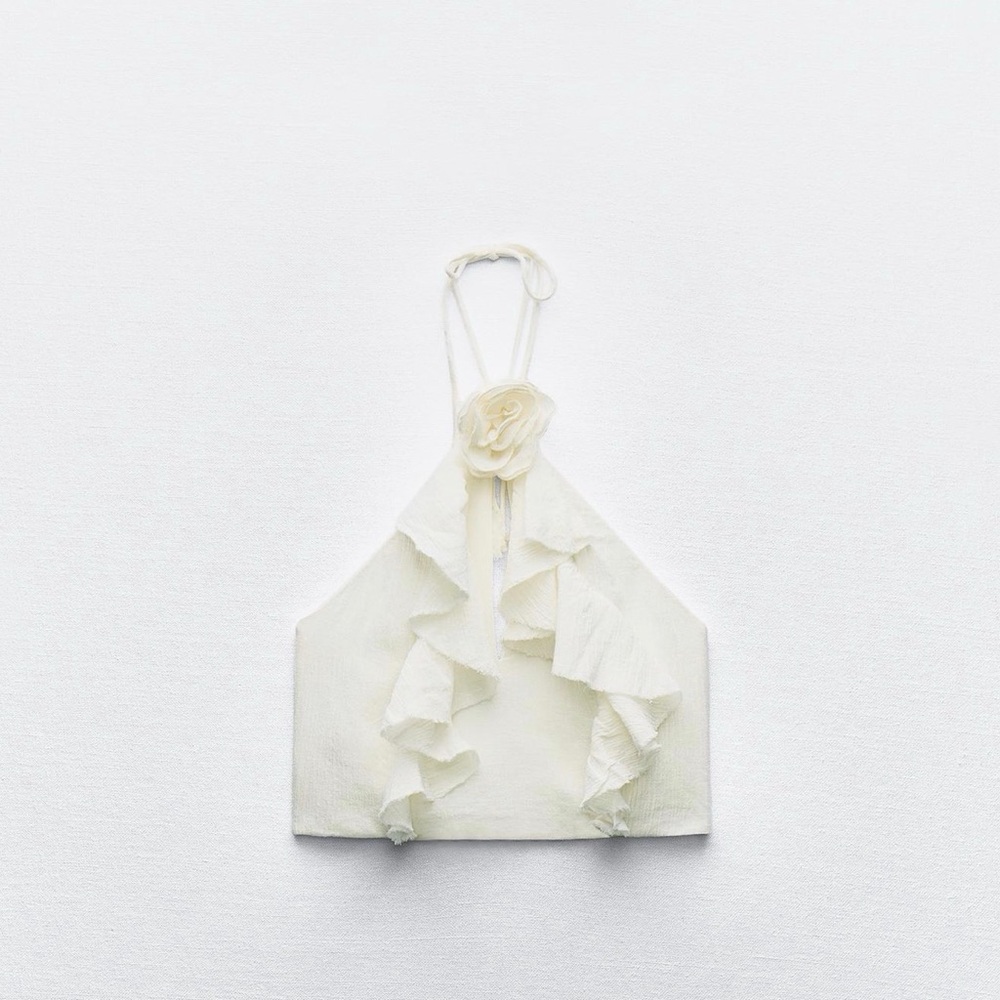 Zara Cream Ruffle Detail Tank Top